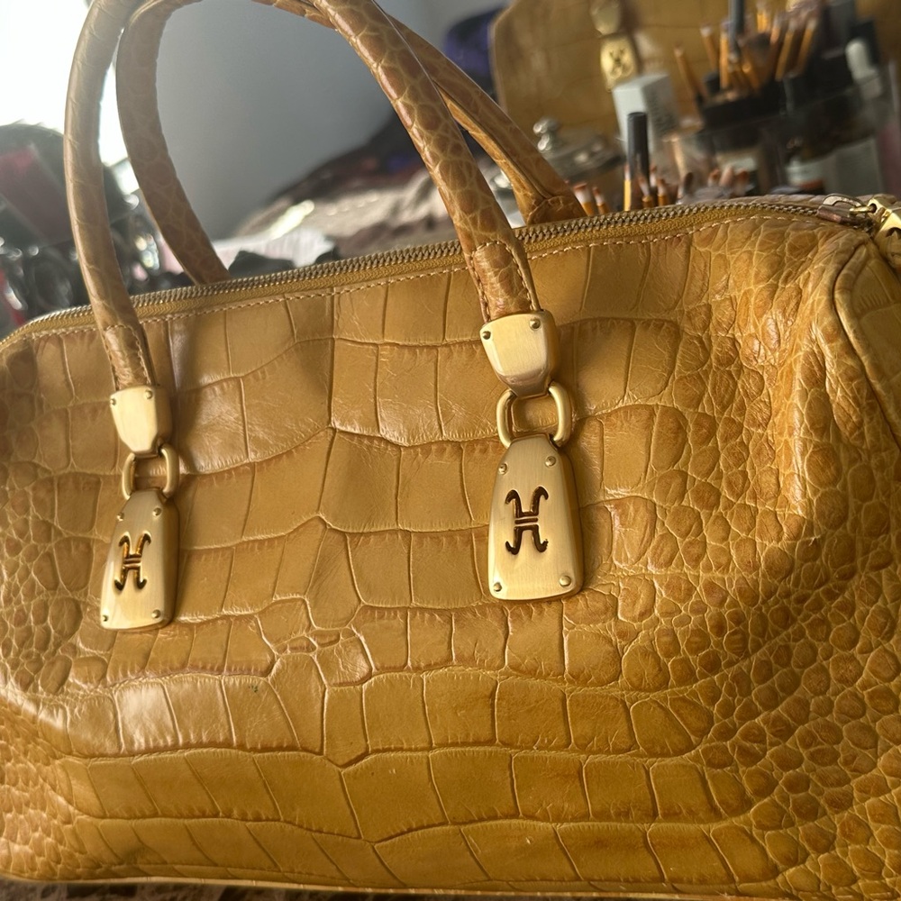 Cole Haan Gold Croc-Embossed Tote - Picture 5 of 12